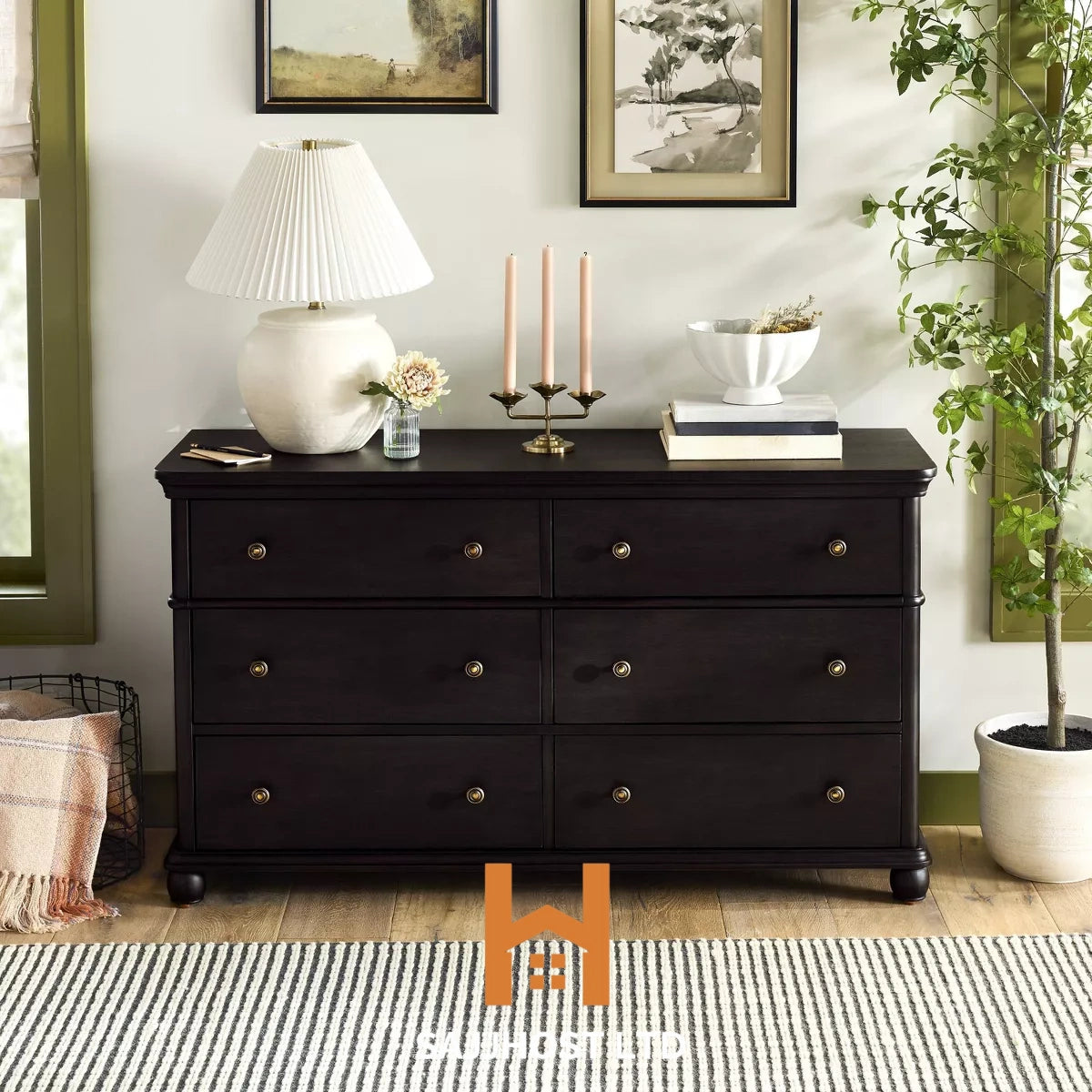 Traditional Wooden 6-Drawer Horizontal Dresser - Hearth & Hand™ with Magnolia Furniture