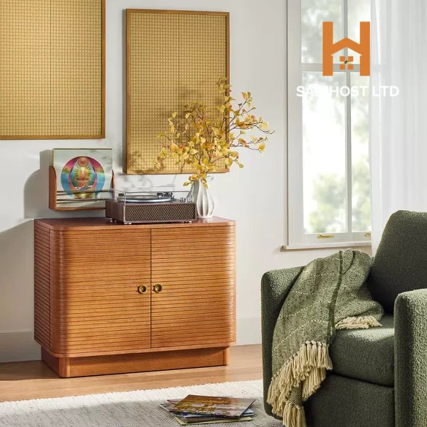Grooved Mid-Century Decorative Storage Cabinet - Hearth & Hand™ with Magnolia