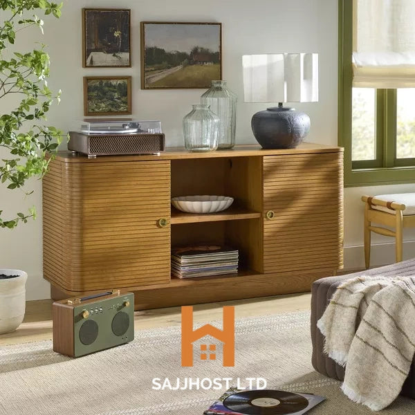 Grooved Mid-Century Decorative Accent Cabinet - Hearth & Hand™ with Magnolia